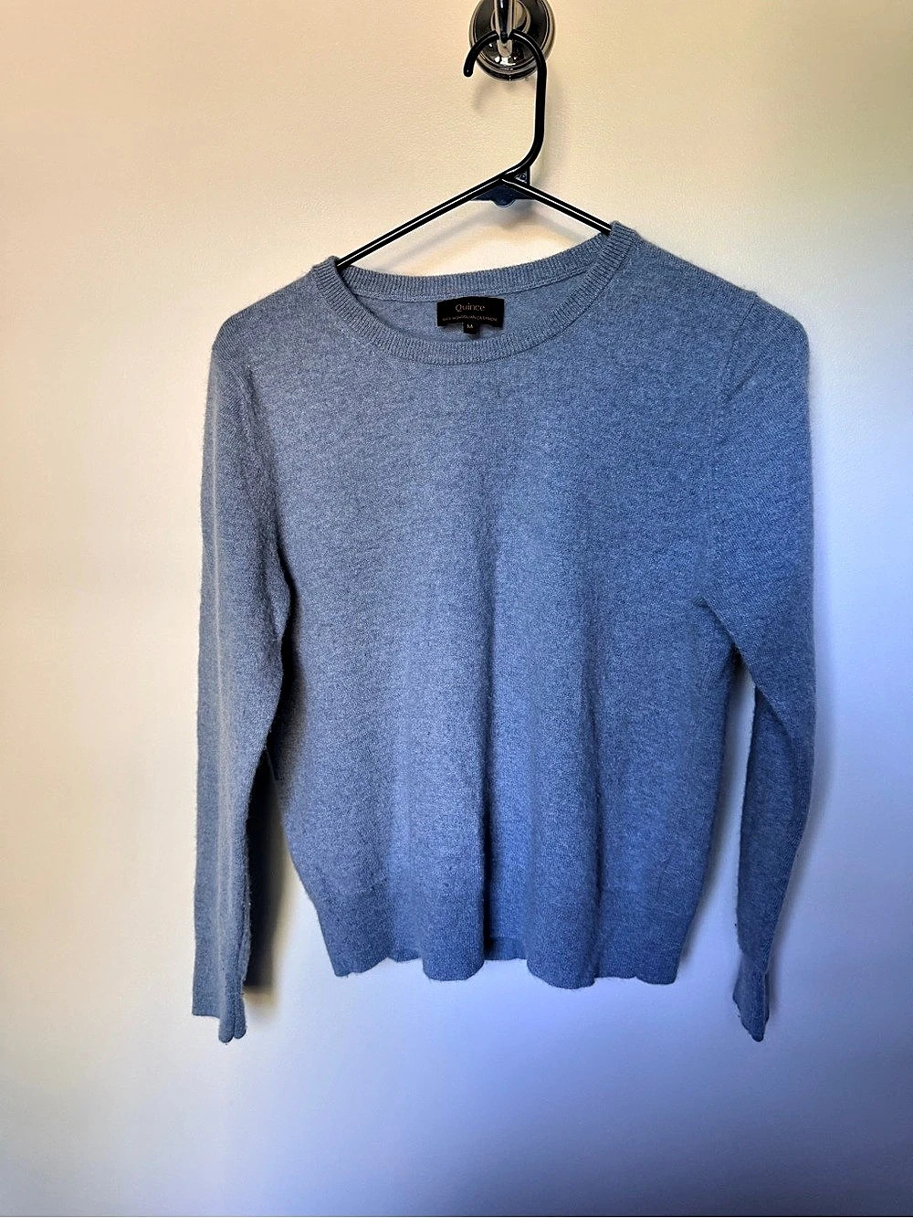 Quince Mongolian Cashmere Crewneck Sweater Blue Medium